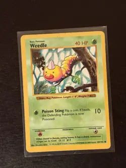 Weedle Shadowless 69/102 - Base Set - Common Pokemon Card - Heavily Played - Image 1