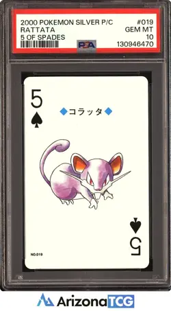 Pokemon 2000 Rattata 019 5 Of Spades Pokemon Silver Playing Card Japanese PSA 10 - Image 1
