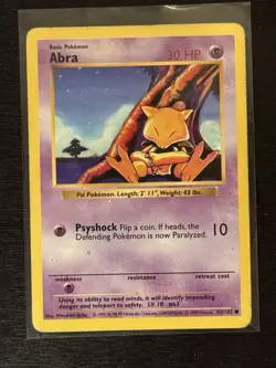 Abra Shadowless 43/102 - Base Set - Regular Pokemon Card - Lightly Played - Image 1