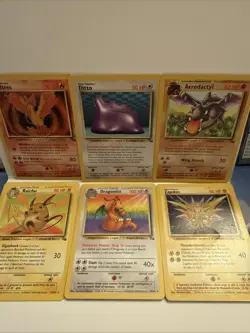 Lot Of 6 Non-holo Rare Fossil Pokemon Cards - Moltres, Ditto, Raichu Etc - Image 1