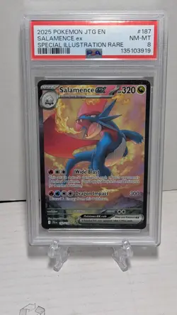 Salamence EX 187 Special Illustration Rare Pokemon Journey Together PSA 8 - Image 1