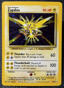Zapdos 16/102 - Unlimited Holo Rare - Vintage Pokemon TCG: Base Set - NM/LP - Image 1