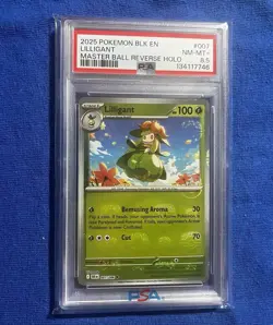 Pokemon Black Bolt Lilligant Master Ball Holo 007/086 English PSA 8.5 - Image 1