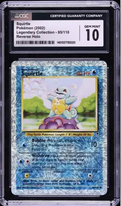 2002 Pokemon Legendary Collection Squirtle REVERSE HOLO CGC 10 #95/110 - Image 1