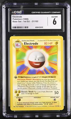 ⚡Electrode #21 1st Edition Shadowless Rare Base Pokemon TCG CGC 6 NOT PSA/BGS - Image 1