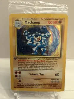 Pokemon TCG Machamp Holo Rare Card Base Set 8/102, 1st Edition, Factory Sealed - Image 1