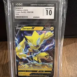2023 Pokemon Sword & Shield Crown Zenith Zeraora #053/159 V Holo CGC 10 - Image 1