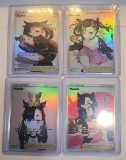Lot of 4 Custom holo Marnie Trainer Pokemon Trading Card sleeved & top loaded - Image 1