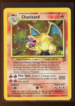 HUGE SWIRL 2000 Pokemon Game Base Set 2 II Charizard 4/130 Holo Foil Rare WOTC - Image 1