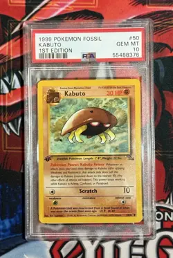 1999 Pokemon TCG Fossil Set 1st Edition Kabuto #50/62 Graded A PSA GEM MINT 10 - Image 1