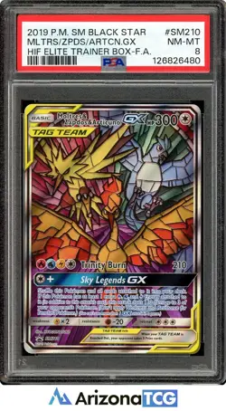 Pokemon 2019 Moltres Zapdos Articuno GX SM210 Hidden Fates Promo PSA 8 - Image 1
