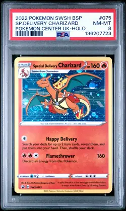 2022 POKEMON SWSH BLACK STAR PROMO #075 SPECIAL DELIVERY CHARIZARD-HOLO PSA 8 - Image 1