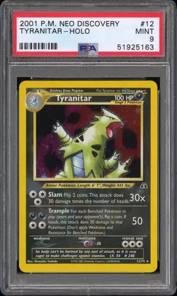 Pokemon Tyranitar Holo PSA 9 Mint Neo Discovery Card 12/75 P1 - Image 1