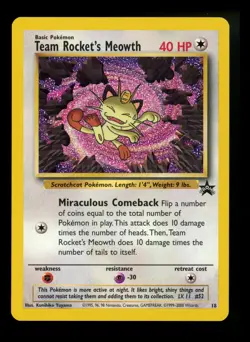 Team Rocket's Meowth 18 2000 Black Star Promo Rare WOTC Nintendo Pokemon Card - Image 1