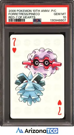 Pokemon 2006 Forretress/Pineco Red-7 Hearts 10th Anniversary Playing Card PSA 10 - Image 1