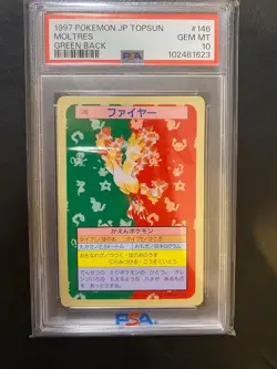 [PSA 10] 1997 Japanese Topsun Moltres Green Back #146 Pokemon Card Rare F/S - Image 1