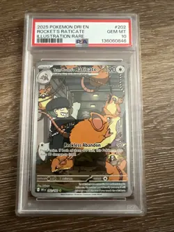 Pokemon TCG Team Rockets Raticate Card 202/182 Destined Rivals PSA 10 Gem Mint - Image 1