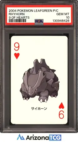 Pokemon 2004 Rhyhorn 9 Of Hearts LeafGreen Playing Card Japanese GEM MINT PSA 10 - Image 1