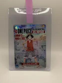 One Piece Monkey D. Luffy College Basketball US Voyage Promo Card SHIPS TODAY! - Image 1