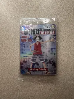 One Piece Monkey D. Luffy US Voyage College Basketball Promo Card Gonzaga Sealed - Image 1