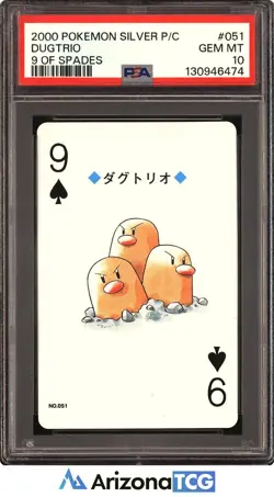 Pokemon 2000 Dugtrio 051 9 Of Spades Pokemon Silver Playing Card Japanese PSA 10 - Image 1