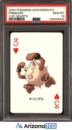 Pokemon 2004 Primeape 3 Of Hearts LeafGreen Playing Card Japanese GEM MT PSA 10 - Image 1