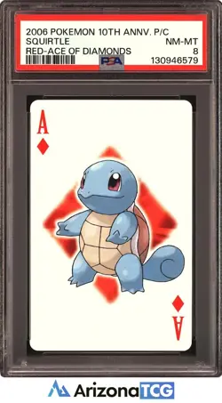 Pokemon 2006 Squirtle Red Ace Of Diamonds 10th Anniversary Playing Cards PSA 8 - Image 1