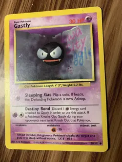 Gastly #50/102 Shadowless Non Holo 1999 Base Set Pokemon Card - Image 2