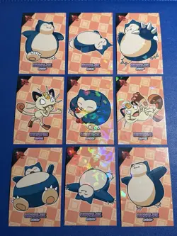 Snorlax & Meowth FULL SET - Cracked Ice Holo - Team Rocket Database (9 Cards) - Image 1