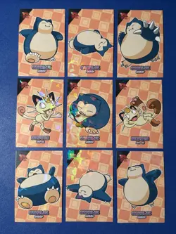 Snorlax & Meowth FULL SET - Cracked Ice Holo - Team Rocket Database (9 Cards) - Image 2