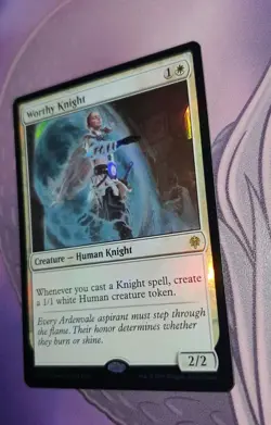 MTG *FOIL * Throne of Eldraine Rare WORTHY KNIGHT NM - Image 1