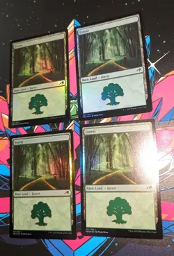 MTG 4 x *FOIL *Kamigawa:Neon Dynasty FOREST #291 NM - Image 1