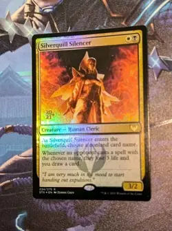 MTG *FOIL PRE RELEASE* Strixhaven Rare SILVERQUILL SILENCER NM - Image 1