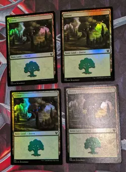 MTG 4 x *FOIL * Theros Beyond Death FOREST #286 NM - Image 1