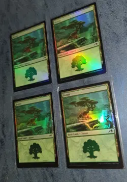 MTG 4 x *FOIL *Kamigawa:Neon Dynasty FOREST #292 NM - Image 1