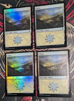 MTG 4 x *FOIL * Throne of Eldraine PLAINS #252 NM - Image 1