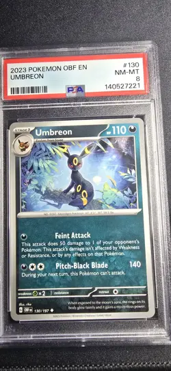 2023 Umbreon Pokemon Obsidian Flames En 130/197 PSA 8 - Image 1