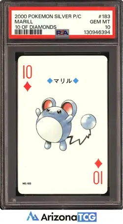 Pokemon 2000 Marill 183 10 Of Diamonds Silver Playing Card Japanese PSA 10 - Image 1
