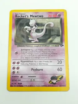 Pokemon TCG Gym Challenge Rocket's Mewtwo Holo Rare Card 14/132 MP Condition - Image 1