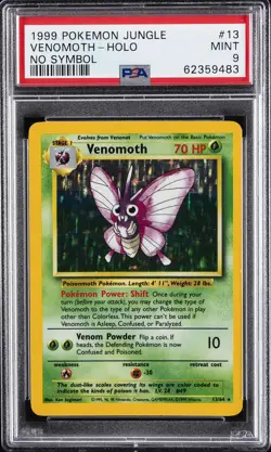 1999 POKEMON JUNGLE NO SYMBOL #13 VENOMOTH-HOLO PSA 9 - Image 1