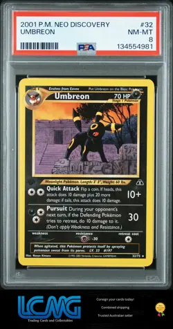 2001 Pokemon 1st Edition Neo Discovery #32 Umbreon PSA 8 - Image 1