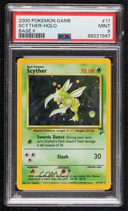 Scyther Holo Pokemon Base Set 2 PSA 9 MINT 2000 - Image 1