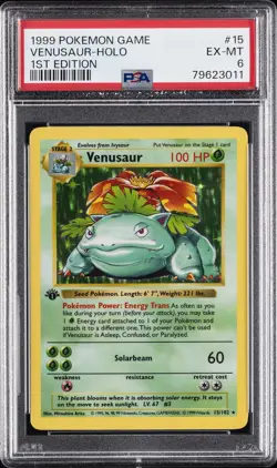 1999 POKEMON GAME 1ST ED #15 VENUSAUR-HOLO PSA 6 - Image 1