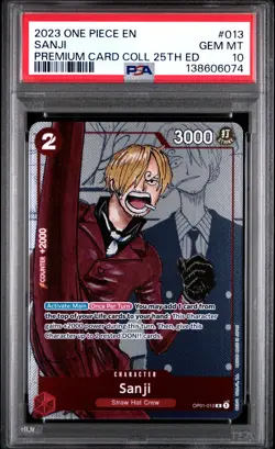 2023 ONE PIECE PREM BANDAI PREM CARD COLL 25TH ED #013 SANJI PSA 10 - Image 1