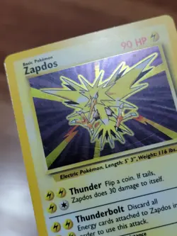 Pokemon Card Unlimited Edition Holo Rare Base Set 1999 Zapdos 16/102 MP - Image 2