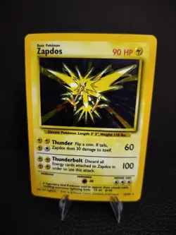 Pokemon Card Unlimited Edition Holo Rare Base Set 1999 Zapdos 16/102 LP - Image 1