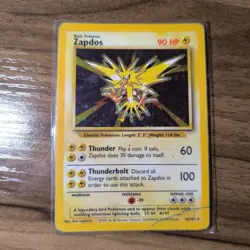 Zapdos Card 16/102 Rare Base Set Holo Pokemon Card Unlimited Edition 1999 - Image 1