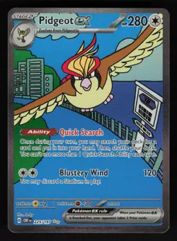 Pidgeot EX Sv03: Obsidian Flames 225/197 Holo Special Pokemon TCG Card NM - Image 1