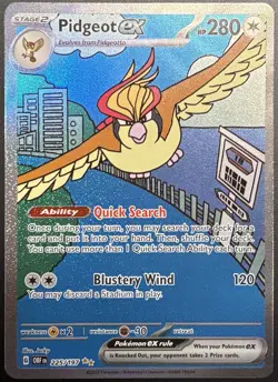 Pokemon Pidgeot ex 225/197 SIR Obsidian Flames SV03 Full Art Holo NM - Image 1