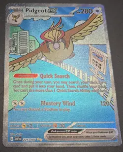 Pokemon Pidgeot ex 225/197 SIR Obsidian Flames SV03 Full Art Holo NM - Image 2
